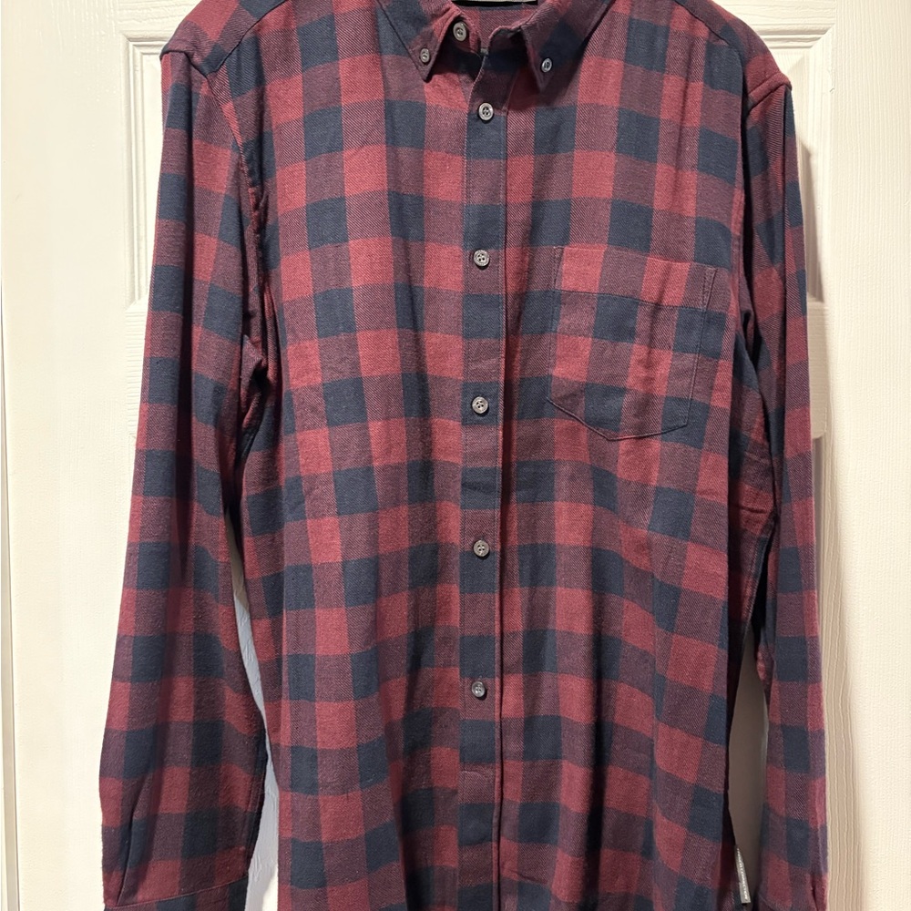 French Connection Burgundy and Navy Checkered Shirt